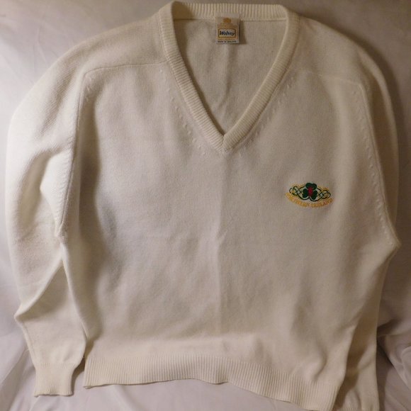 Wolsey V Neck White Sweater with Northern Ireland Logo - Picture 5 of 6